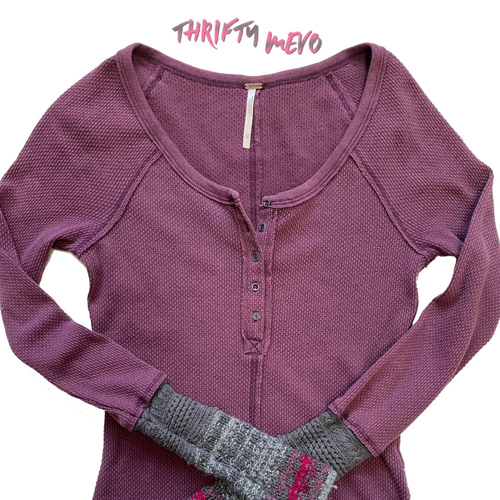 Long sleeve purple shirt with arm warmers Free People